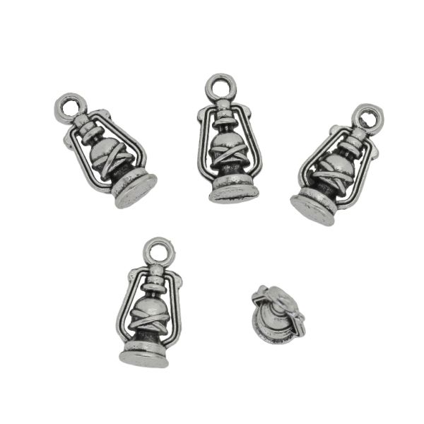 METAL BEADS - PENDANT - GAS LAMP 01 - 8x16x6mm NICKEL - 8pcs. Hole-2.0mm