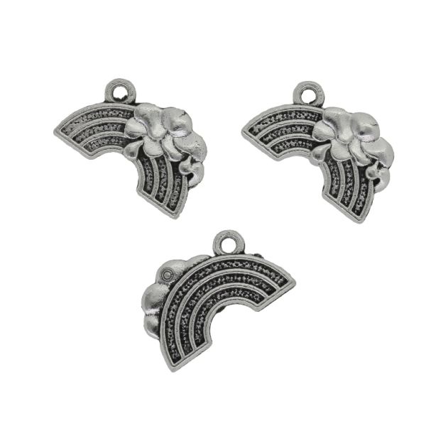 METAL BEADS - PENDANT - RAINBOW WITH CLOUD 01 - 18x19x2mm NICKEL - PACKAGE 40pcs. Hole-2.2mm
