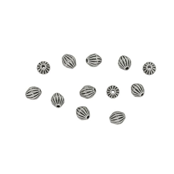 METAL BEADS - ELLIPSE STRIPE 02 - 6x5mm NICKEL (DARK) - 200pcs. Hole-1.0mm
