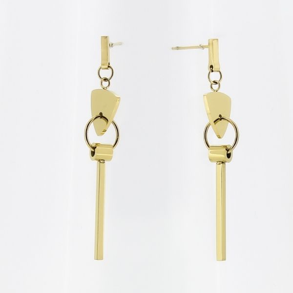 JEWELRY - EARRINGS - SCREW - STAINLESS STEEL - ROD 01 - 1x5cm GOLD - PACKAGE 6 pairs