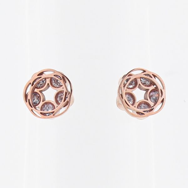 БИЖУТЕРИЯ - ОБЕЦИ - ВИНТ - СТОМАНА И ЦИРКОН - ОКРЪЖНОСТИ 01 - 0.3см ЗЛАТИСТО РОЗОВО - ПАКЕТ 6 чифта