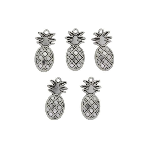 METAL BEADS - PENDANT - PINEAPPLE 02 - 12x24x4mm NICKEL - PACKAGE 40pcs. Hole-1.7mm