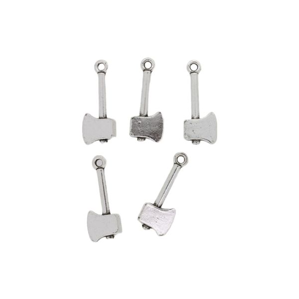 METAL BEADS - PENDANT - AXE 01 - 10x25x3mm NICKEL - 6pcs. Hole-1.9mm