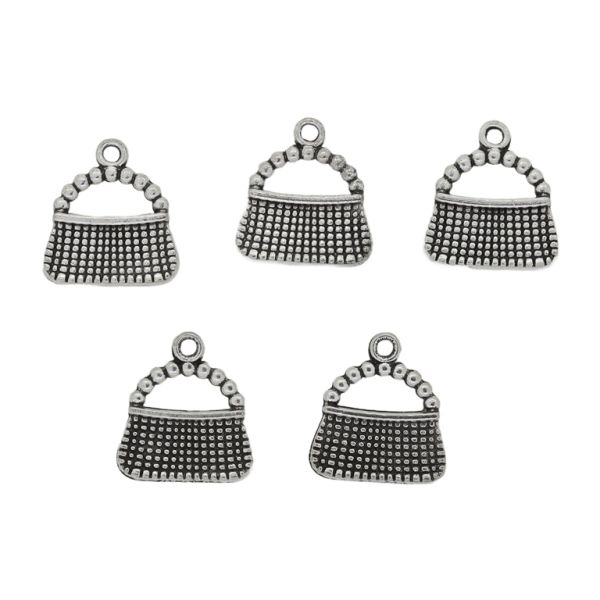 METAL BEADS - PENDANT - HANDBAG 03 - 15x16x3mm NICKEL - PACKAGE 60pcs. Hole-1.7mm