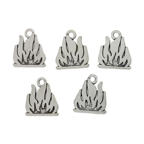 METAL BEADS - PENDANT - FIRE 01 - 16x18x2mm NICKEL - 4pcs. Hole-2.2mm