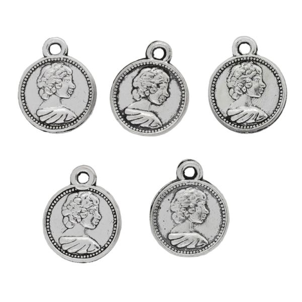 METAL BEADS - PENDANT - MONEY 01 - 12x15x1mm NICKEL - PACKAGE 100pcs. Hole-1.7mm