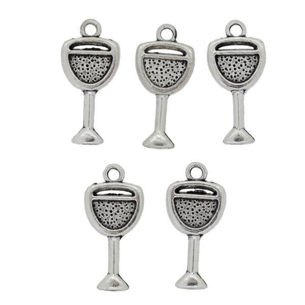 METAL BEADS - PENDANT - WINE GLASS 01 - 9x20x2mm NICKEL - PACKAGE 100pcs. Hole-1.8mm