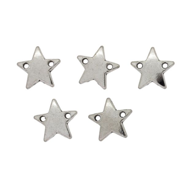 METAL BEADS - CONNECTING ELEMENT - 2 HOLES - STAR 08 - 11x10x2mm NICKEL - PACKAGE 120pcs. Hole-1.2mm