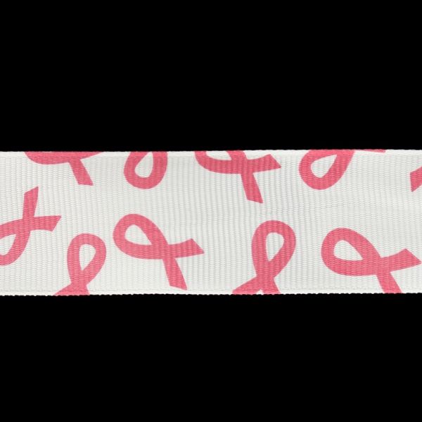 GROSGRAIN RIBBON - PRINT - RIBBONS 02 FOR CAMPAIGN - 25mm WHITE AND PINK (DARK) - 50yards(45m)