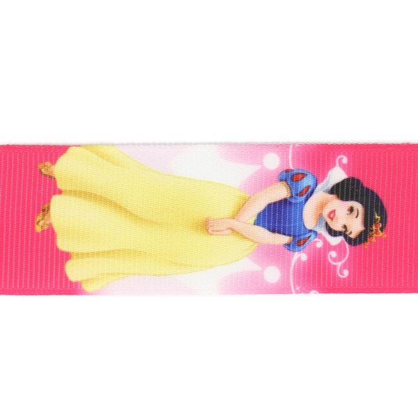 GROSGRAIN RIBBON - PRINT - PRINCESS 02 - 25mm CYCLAMEN PINK AND YELLOW - 100yards(91m)