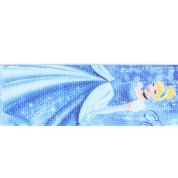 GROSGRAIN RIBBON - PRINT - PRINCESS 03 - 25mm BLUE AND YELLOW - 100yards(91m)