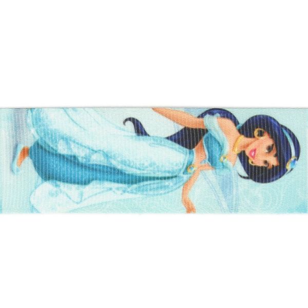 GROSGRAIN RIBBON - PRINT - PRINCESS 04 - 25mm TURQUOISE AND ORANGE - 100yards(91m)