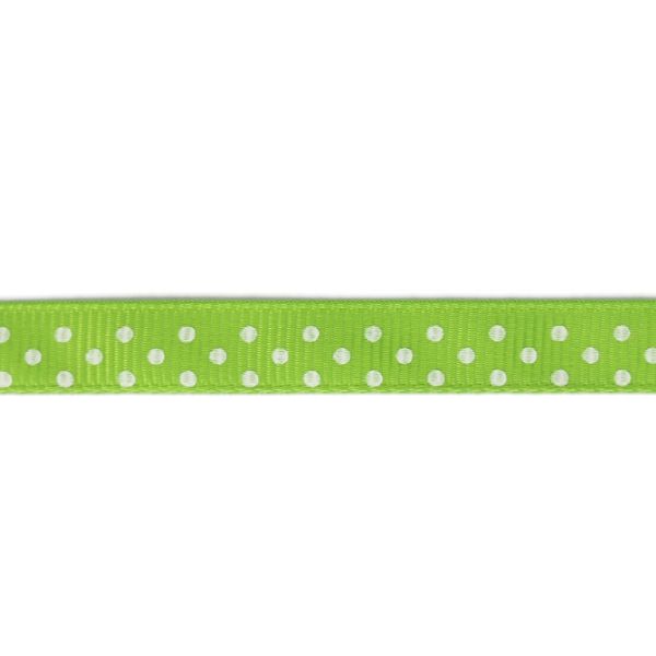 САТЕН РИПС - ЩАМПА - ТОЧКИ - 10мм ЗЕЛЕНО СВ. И БЯЛО - 100ярда(91м)