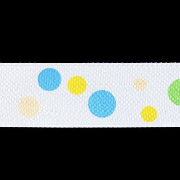 GROSGRAIN RIBBON - PRINT - POINTS 02 - 25mm WHITE AND MIX - 50yards(45m)