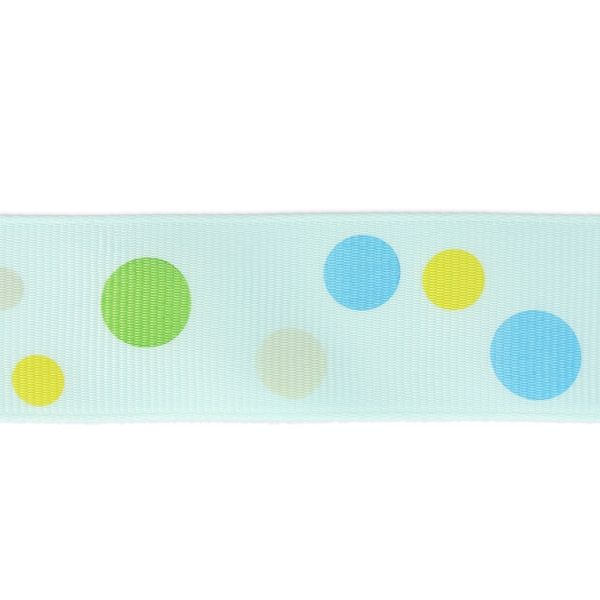 GROSGRAIN RIBBON - PRINT - POINTS 02 - 25mm BLUE (LIGHT) AND MIX - 50yards(45m)