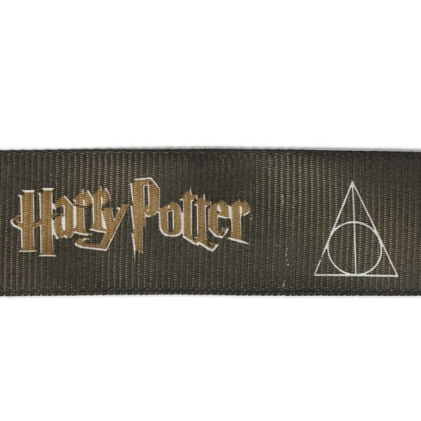 GROSGRAIN RIBBON - PRINT - HARRY 01 - 25mm GRAY (DARK) AND BROWN-YELLOW - 50yards(45m)