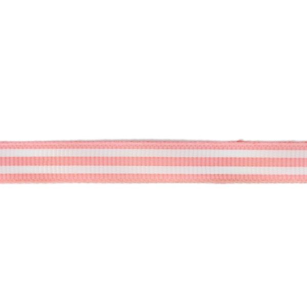GROSGRAIN RIBBON - PRINT - STRIPES - 10mm PINK AND WHITE - 100yards(91m)