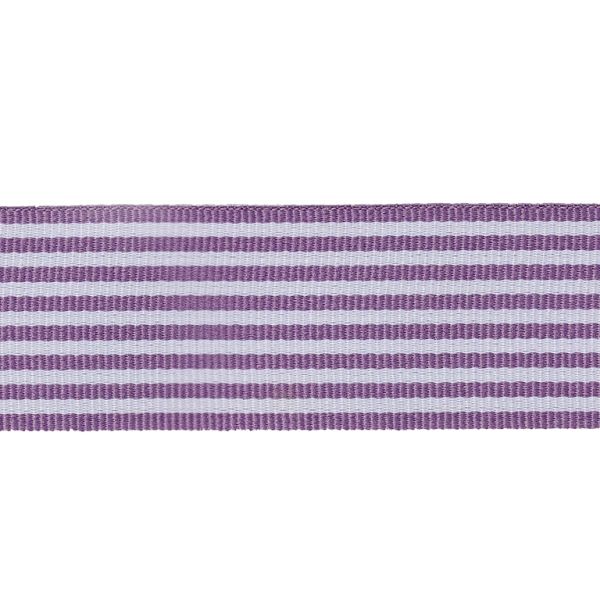 GROSGRAIN RIBBON - STRIPED - 26mm PURPLE (LIGHT) AND WHITE - 100yards(91m)