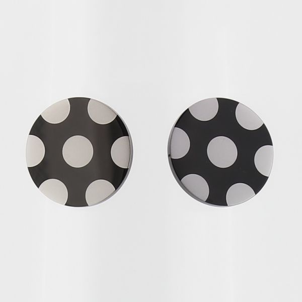JEWELRY - EARRINGS - SCREW - STAINLESS STEEL - CIRCLE 03 WITH CIRCLES - 1.6cm BLACK AND SILVER - PACKAGE 6 pairs