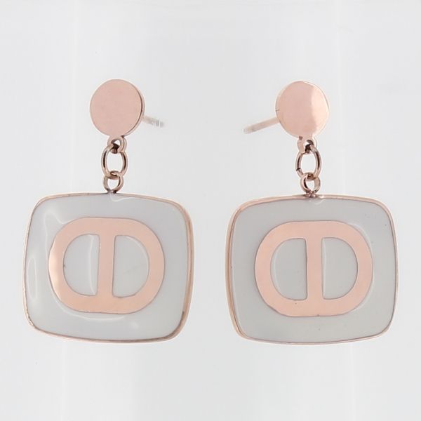 БИЖУТЕРИЯ - ОБЕЦИ - ВИНТ - СТОМАНА С ЕМАЙЛ - ПЛОЧКА Ф - 2х2.5см ЗЛАТИСТО РОЗОВО И ЕКРЮ - ПАКЕТ 6 чифта