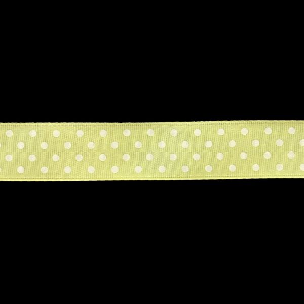 SATIN - PRINT - DOTS - 15мм YELLOW AND WHITE - 100yards(91m)