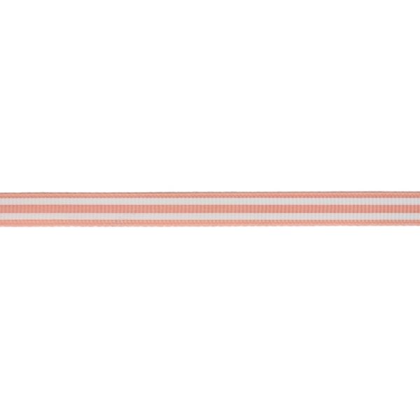 GROSGRAIN RIBBON - PRINT - STRIPES - 10mm PEACH AND WHITE - 100yards(91m)