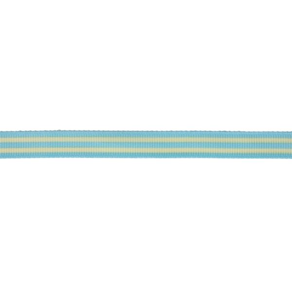 GROSGRAIN RIBBON - PRINT - STRIPES - 10mm TURQUOISE AND YELLOW (LIGHT) - 100yards(91m)