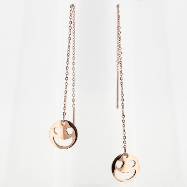 БИЖУТЕРИЯ - ОБЕЦИ - ВИНТ - СТОМАНА - СИНДЖИР 01 С УСМИВКА - 1.2х10см ЗЛАТИСТО РОЗОВО - 1 чифт