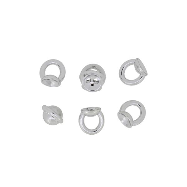 METAL ELEMENTS - PINCH CLIP BAIL CONNECTOR - HEMISPHERE WITH 2 HOLES 1.8mm - 8x10mm NICKEL COLOR - PACKAGE 100pcs. Ring-5.8x5mm