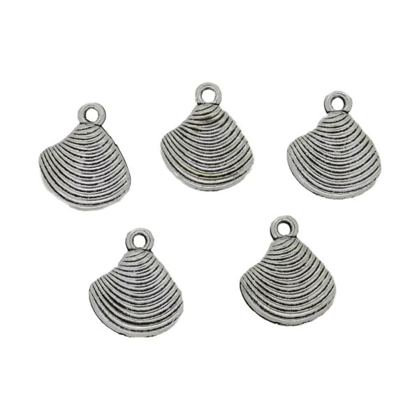 METAL BEADS - PENDANT - SHELL 03 - 13x15x2mm NICKEL - PACKAGE 150pcs. Hole-1.5mm