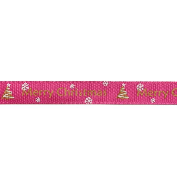 GROSGRAIN RIBBON - PRINT - CHRISTMAS 01 - 10mm CYCLAMEN AND BEIGE - 100yards(91m)