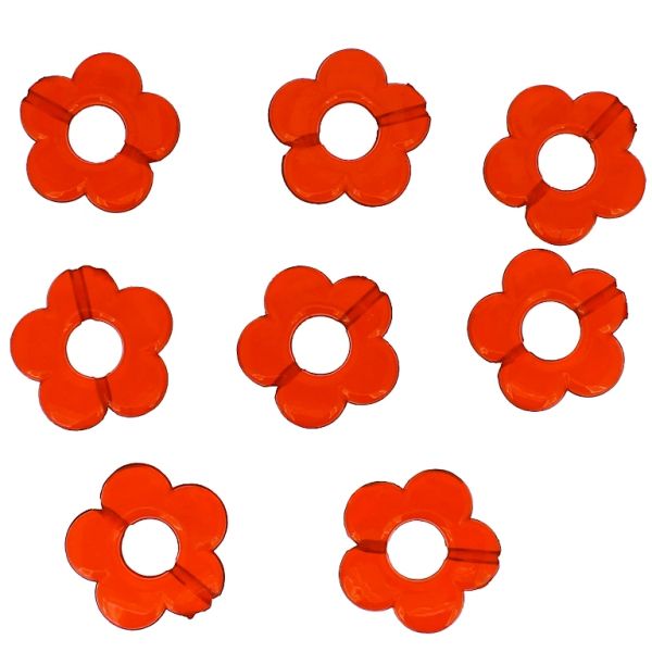 TRANSPARENT PLASTIC BEADS - FLOWER 06 - INNER HOLE 7.0mm - 19x3.5mm RED V12 - PACKAGE 500g Hole-1.8mm (610pcs.)