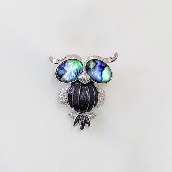 БИЖУТЕРИЯ - БРОШКА - СЕДЕФ КРАЛСКИ С ЕМАЙЛ - БУХАЛ 01 - 4.5х5см НИКЕЛ - 1 бр.