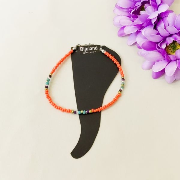 JEWELRY - ANKLET - BRACELET - BEADS SOLID - 22cm ORANGE 50 AND MIX 04 - 1pc.