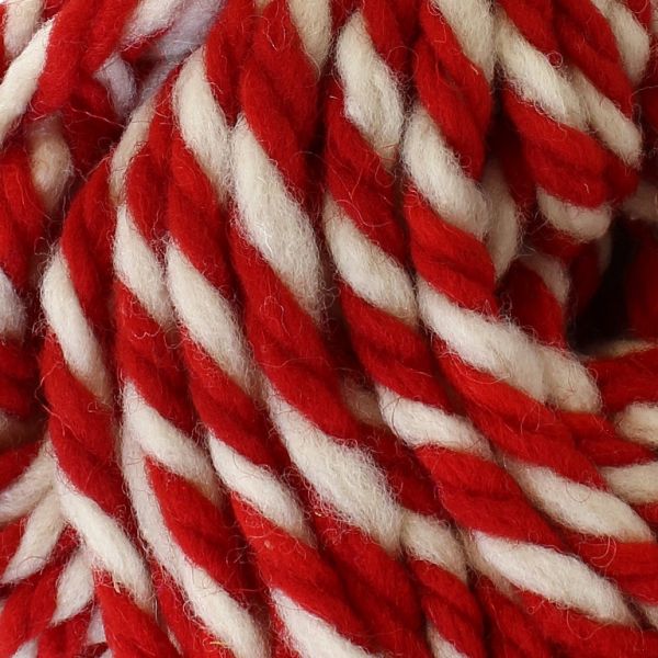 YARN - BABA MARTA 82 - WHITE-RED - 35m - WOOL - 1 skein