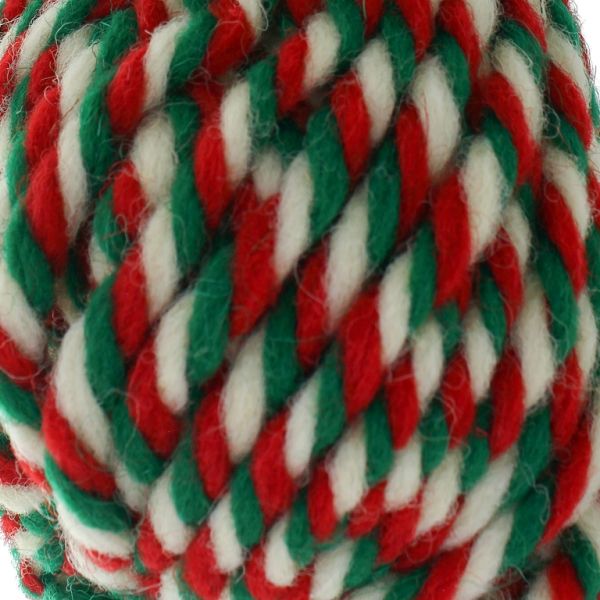 YARN - BABA MARTA 87 - WHITE-RED-GREEN - 35m - WOOL - 1 skein