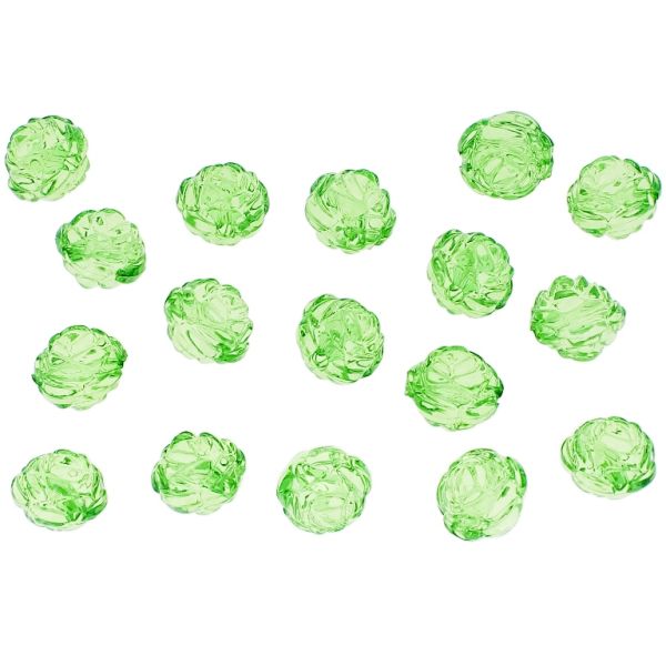 TRANSPARENT PLASTIC BEADS - BALL ROSE - 13mm GREEN (LIGHT) V34 - 50g Hole-2.5mm (53pcs.)