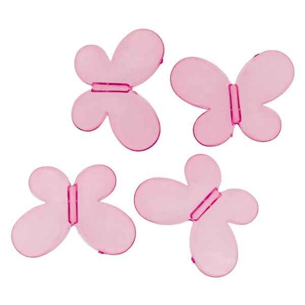 TRANSPARENT PLASTIC BEADS - BUTTERFLY 01 - SMOOTH 21x29x6mm PINK V04 - 50g Hole-3.0mm (26pcs.)