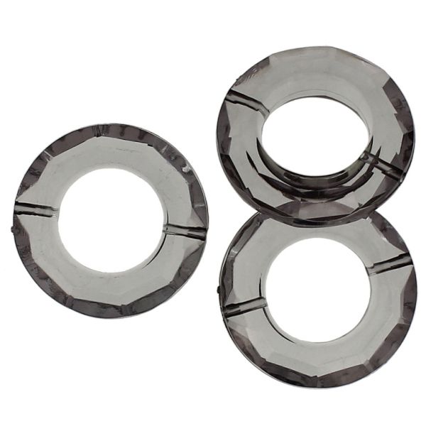 TRANSPARENT PLASTIC BEADS - RING FACETED 01 - INNER HOLE 16mm - 30x8mm GRAY V70 - PACKAGE 500g Hole-1.8mm (150pcs.)