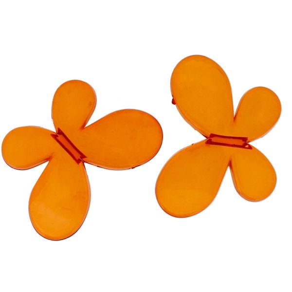 TRANSPARENT PLASTIC BEADS - BUTTERFLY 01 - SMOOTH 33x46x8mm ORANGE (DARK) V28 - 50g Hole-3.5mm (6pcs.)