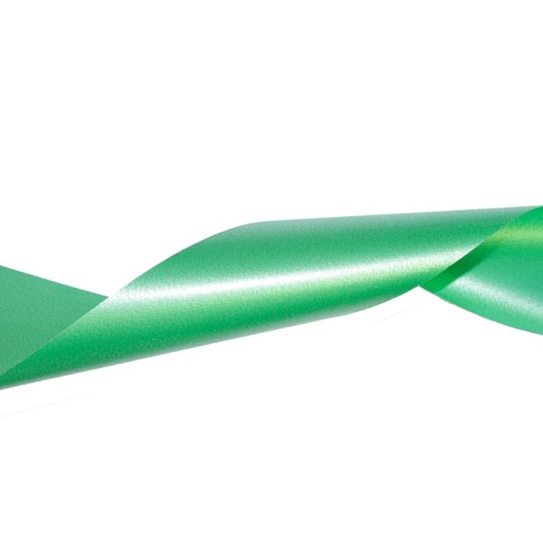 DECORATIVE RIBBON FOR FLOWERS AND PACKAGING - PVC - MONOCHROME - 5.0cm GREEN GRASSY (LIGHT) 019 - PACKAGE 4x12meters
