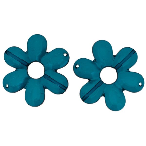 TRANSPARENT PLASTIC BEADS - FLOWER 04 FACETED - INNER HOLE 10.5mm - 45x6mm TURQUOISE V18 - PACKAGE 500g Hole-2.0mm (85pcs.)