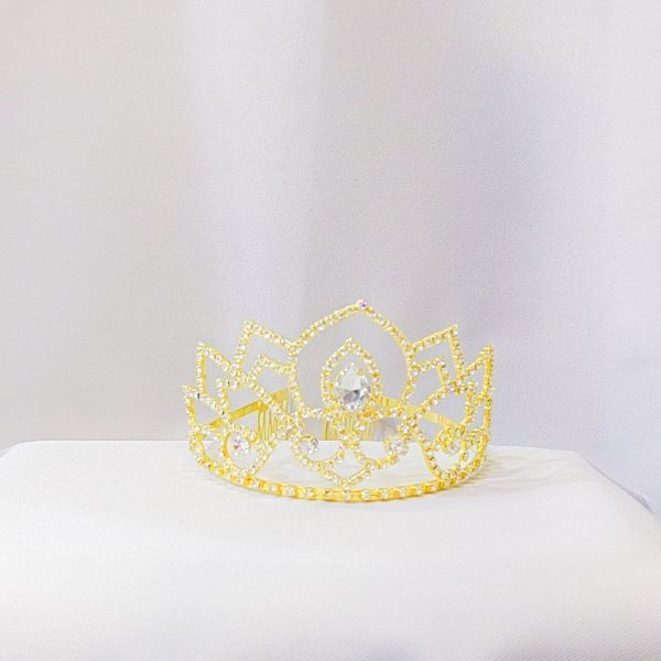 JEWELRY - ACCESSORY FOR HAIR - TIARA - METAL AND CRYSTALS - MODEL 11 - GOLD - PACKAGE 3pcs.