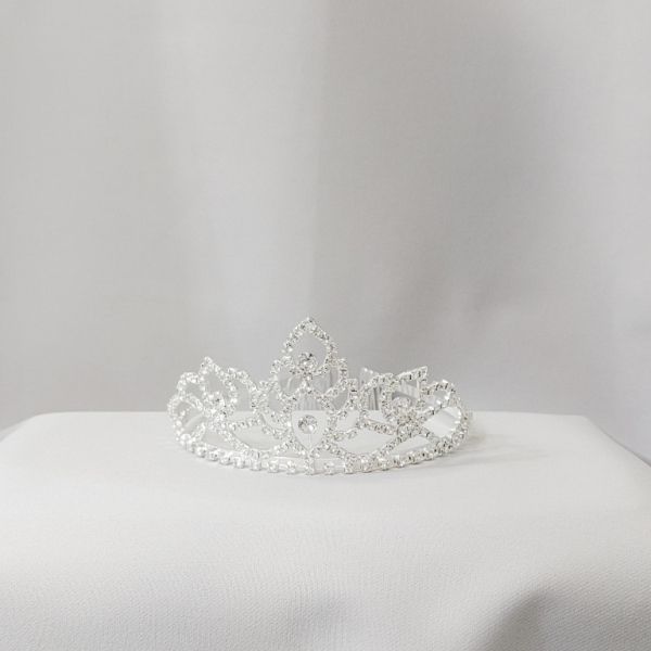 JEWELRY - ACCESSORY FOR HAIR - TIARA - METAL AND CRYSTALS - MODEL 13 - SILVER - 1pc.
