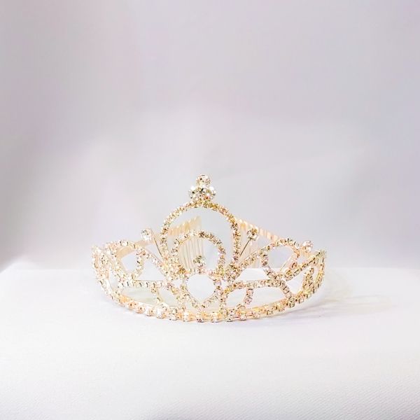 JEWELRY - ACCESSORY FOR HAIR - TIARA - METAL AND CRYSTALS - MODEL 12 - ROSE GOLD - PACKAGE 3pcs.