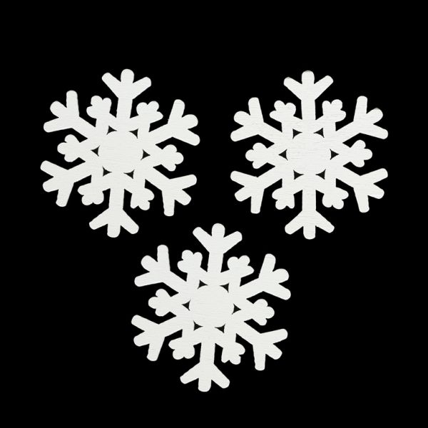 WOODEN BEADS LACE TYPE - CHRISTMAS FOR GLUING - SNOWFLAKE 02 - 37x2mm WHITE - 10pcs.