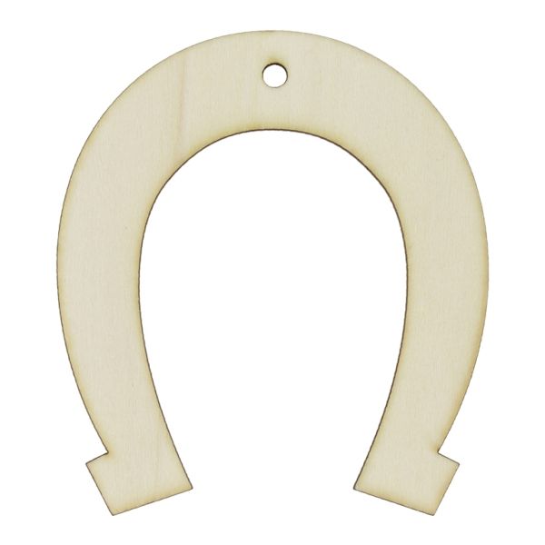 ДЪРВЕНИ ЛАЗЕРНО РЯЗАНИ ФИГУРКИ - ВИСУЛКА - ПОДКОВА 80х90мм (Китай) - НАТУРАЛНО - ПАКЕТ 30 бр. Отвор-4.0мм