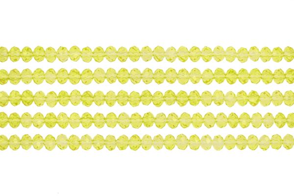 GLASS BEADS - FACETED RONDELLE CRYSTALS - 6x5mm - TRANSPARENT - YELLOW 029 - STRING (88pcs.) Hole-1.2mm