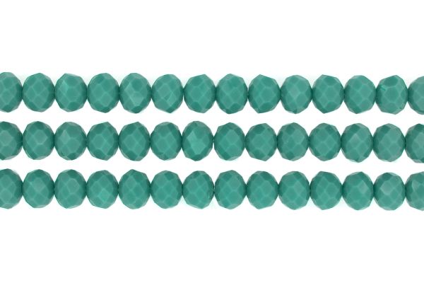 GLASS BEADS - FACETED RONDELLE CRYSTALS - 10x8mm - OPAQUE - TURQUOISE GREEN 055А - STRING (70pcs.) Hole-1.5mm