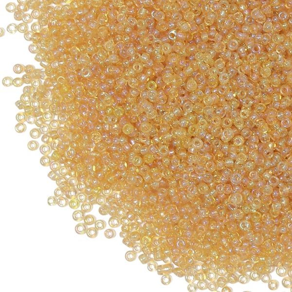 СТЪКЛЕНИ МЪНИСТА СИНЦИ - ТОПЧЕ 2мм - ПРОЗРАЧНИ ДЪГА - ЗЛАТИСТО 162 - 50 гр. Отвор-0.8мм